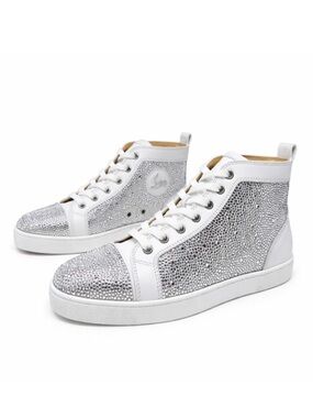 Christian Louboutin Louis Strass High Top Crystal Sneakers Womens Size EU 40.5